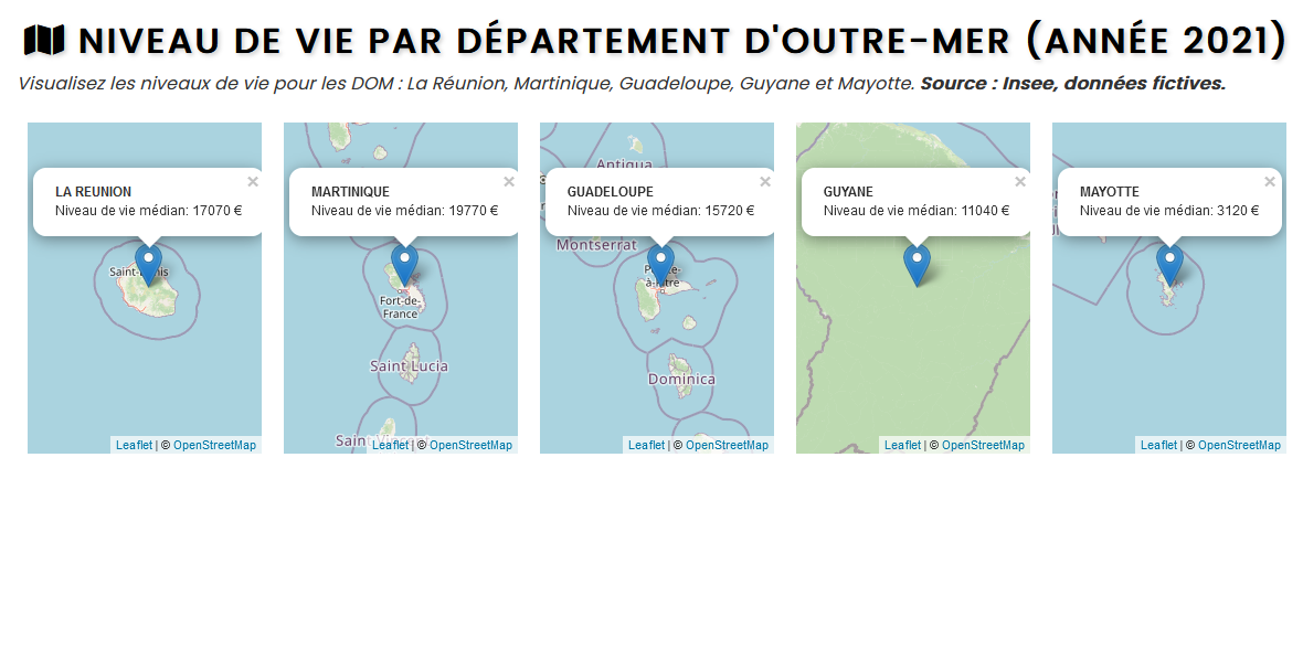 Image de l'article: Cartographie - Niveau de vie 2021 par département (Départements d'outre-mer)