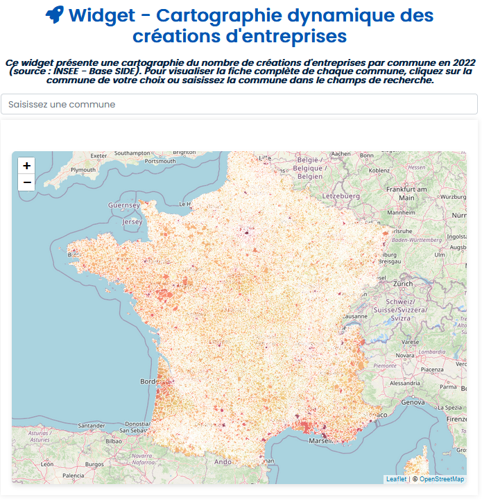 Image de l'article: Découvrez la cartographie dynamique des créations d'entreprises sur 34.000 communes françaises