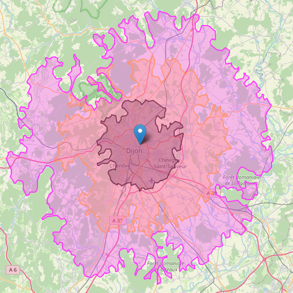 Carte avec isodistances