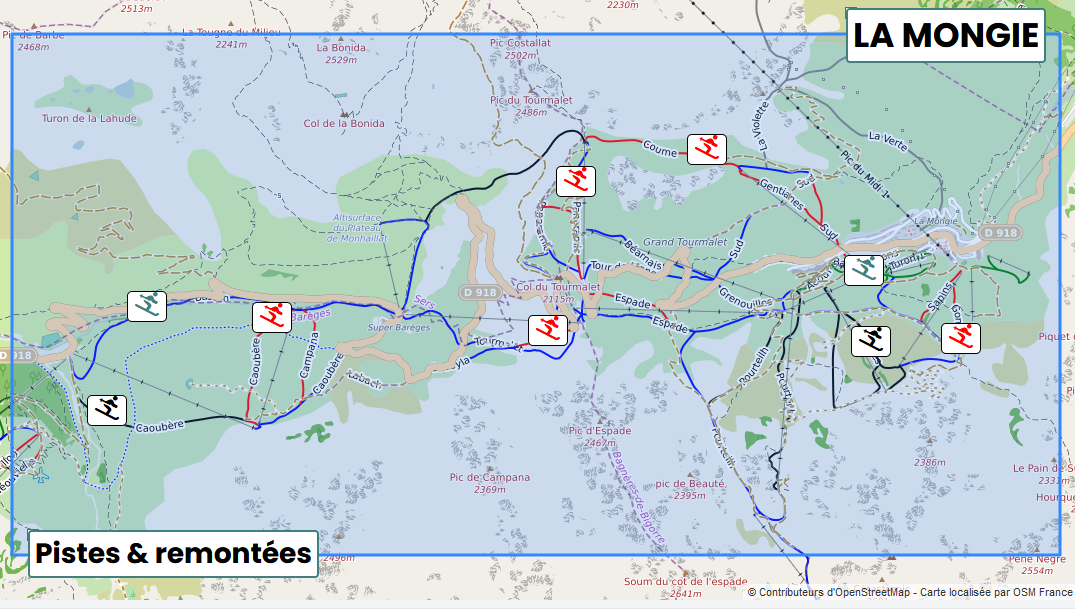 Pistes & remontées de la Mongie