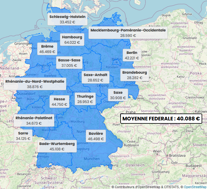 PIB par habitant dans les landers allemands